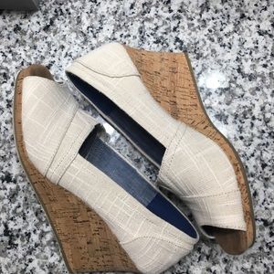 Off White Toms Peep Toe Wedges